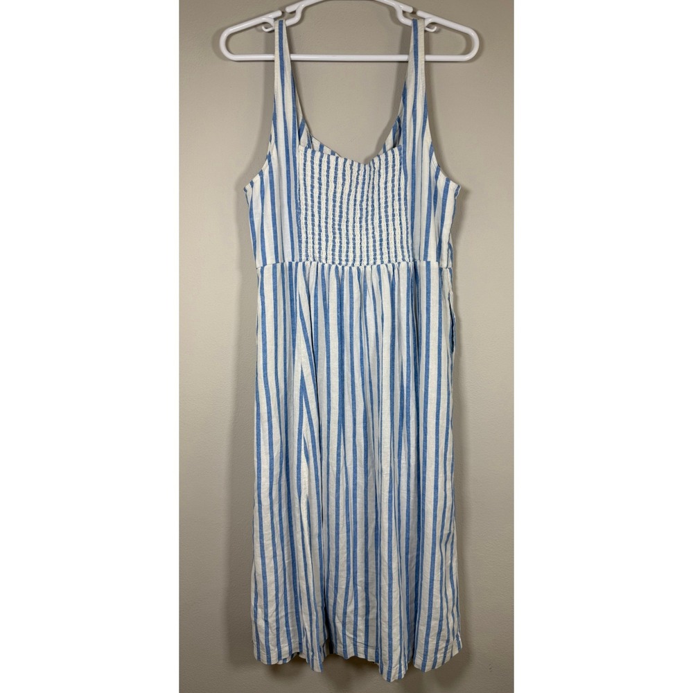 Old Navy Blue White Striped Smocked Maxi Dress Plus Size 3X Coastal Nautical